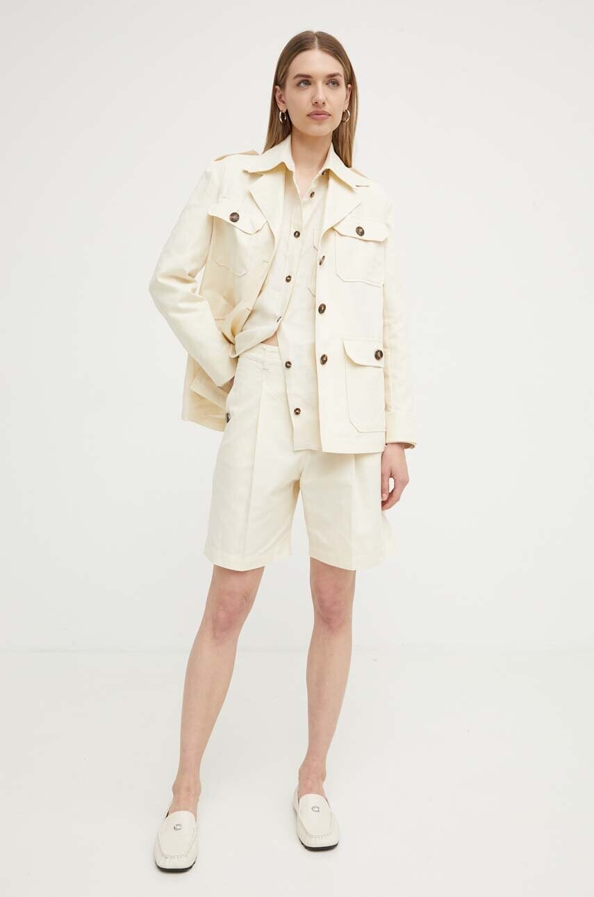 Куртка з домішкою льону Weekend Max Mara колір бежевий перехідна 2415041013600