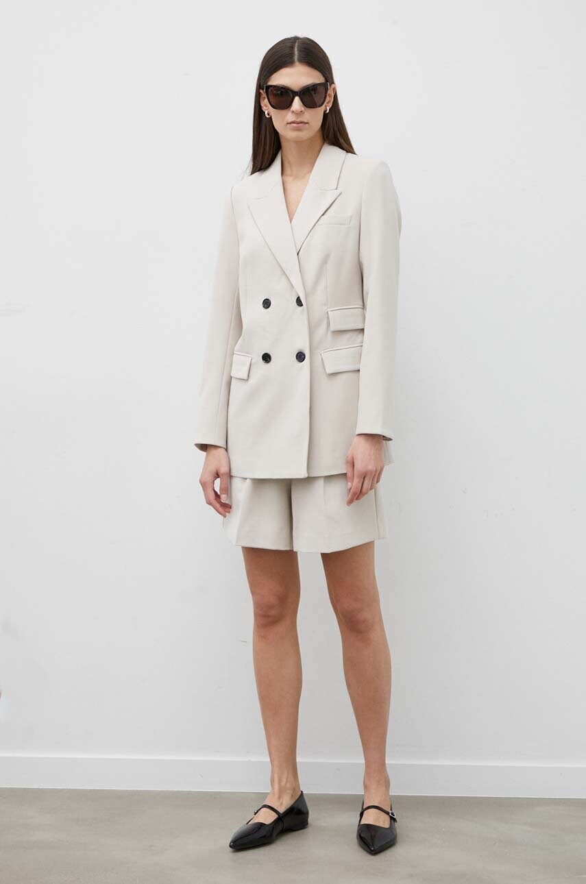 Піджак Bruuns Bazaar BrassicaBBLinda blazer колір бежевий двобортний однотонний BBW3307
