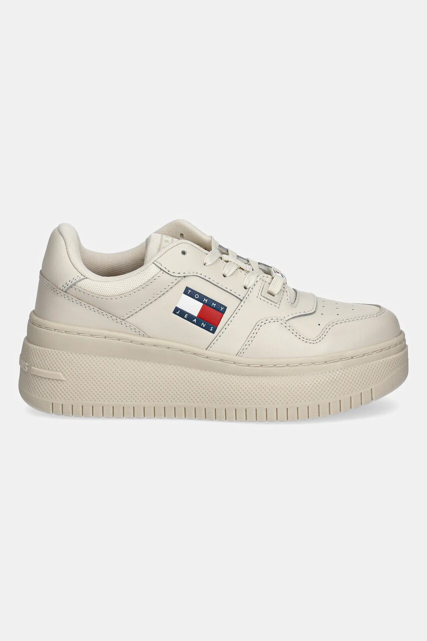 Кросівки Tommy Jeans TJW RETRO BASKET FLATFORM ESS колір бежевий EN0EN02506