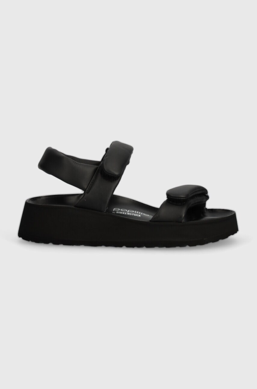 Шкіряні сандалі Birkenstock Theda жіночі колір чорний на платформі 1026877