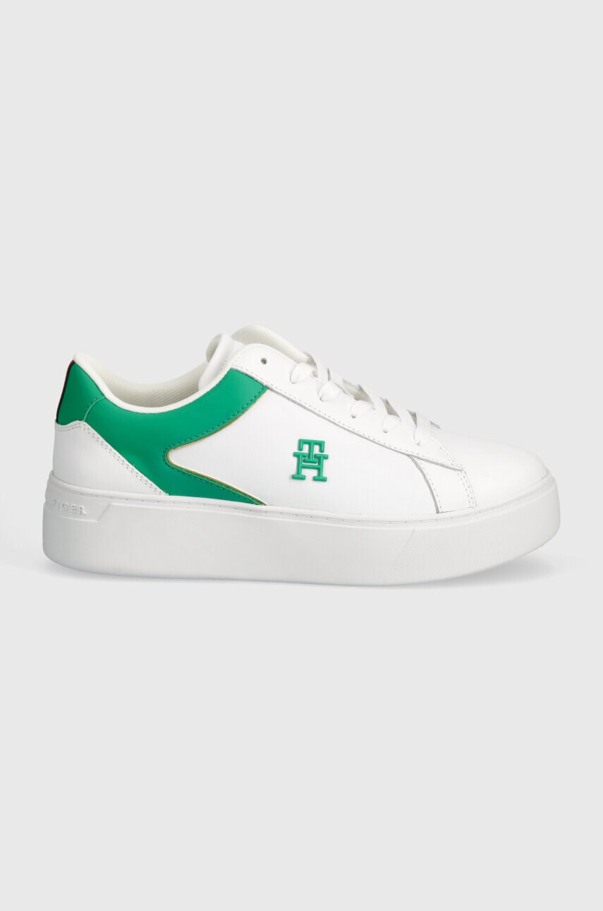 Шкіряні кросівки Tommy Hilfiger TH PLATFORM COURT SNEAKER колір білий FW0FW07910
