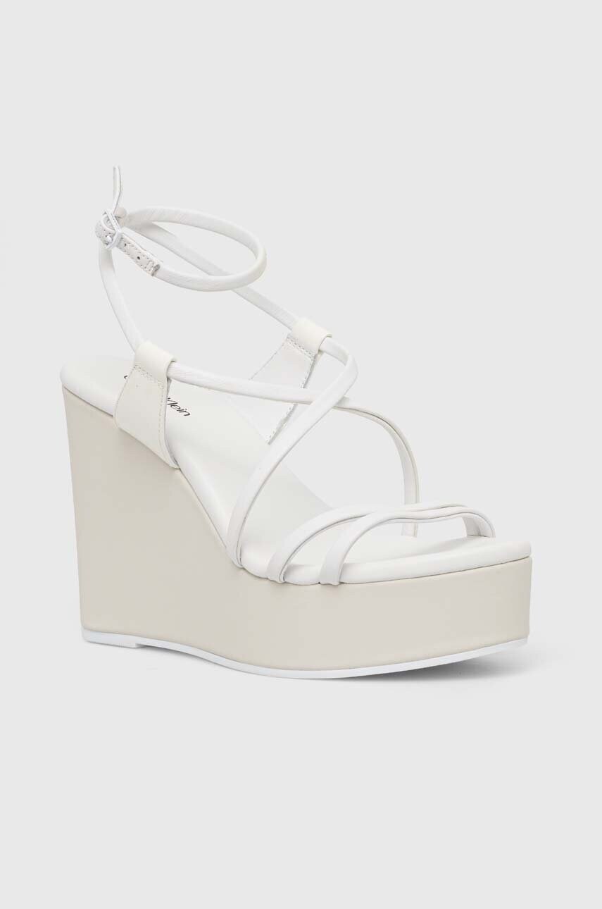 Шкіряні сандалі Calvin Klein WEDGE колір білий HW0HW01952