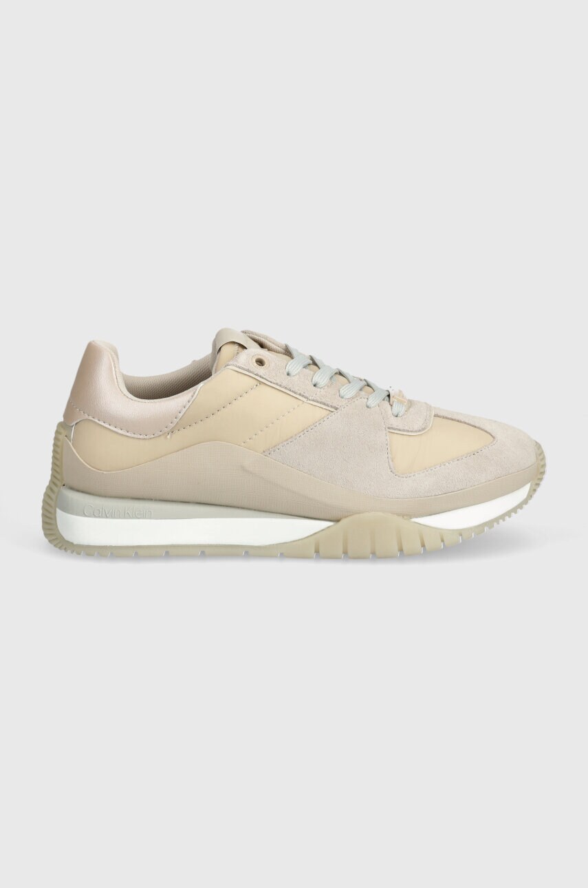 Кросівки Calvin Klein RUNNER LACE UP LTH/NYLON колір бежевий HW0HW02130