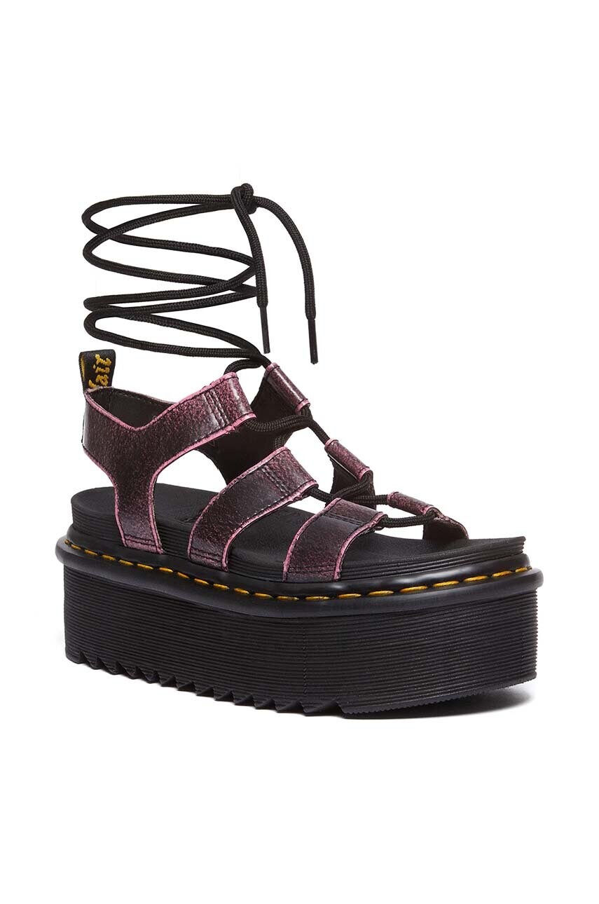 Шкіряні сандалі Dr. Martens Nartilla XL жіночі колір рожевий на платформі DM31540379
