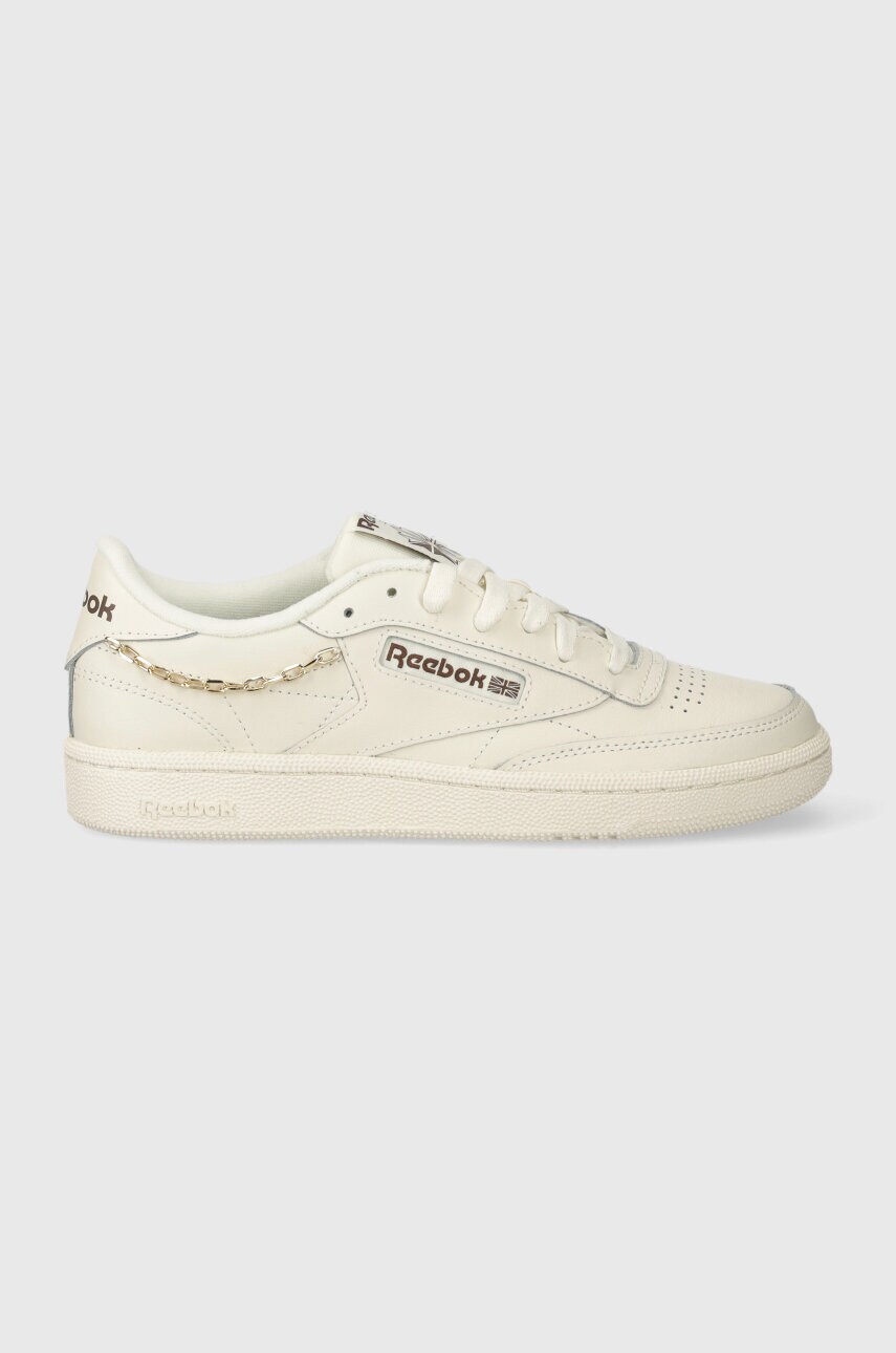 Шкіряні кросівки Reebok Classic Club C 85 колір бежевий 100074237