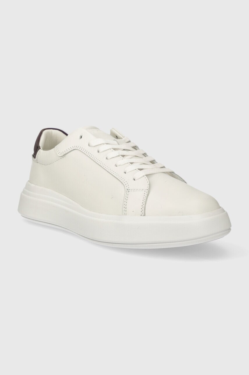 Шкіряні кросівки Calvin Klein LOW TOP LACE UP PET колір білий HM0HM01288