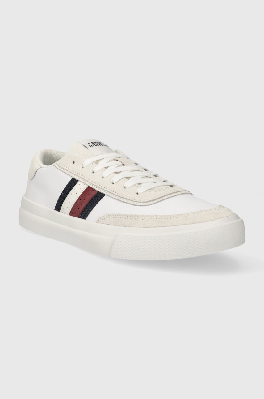 Шкіряні кросівки Tommy Hilfiger TH CUPSET RWB LTH колір білий FM0FM04975