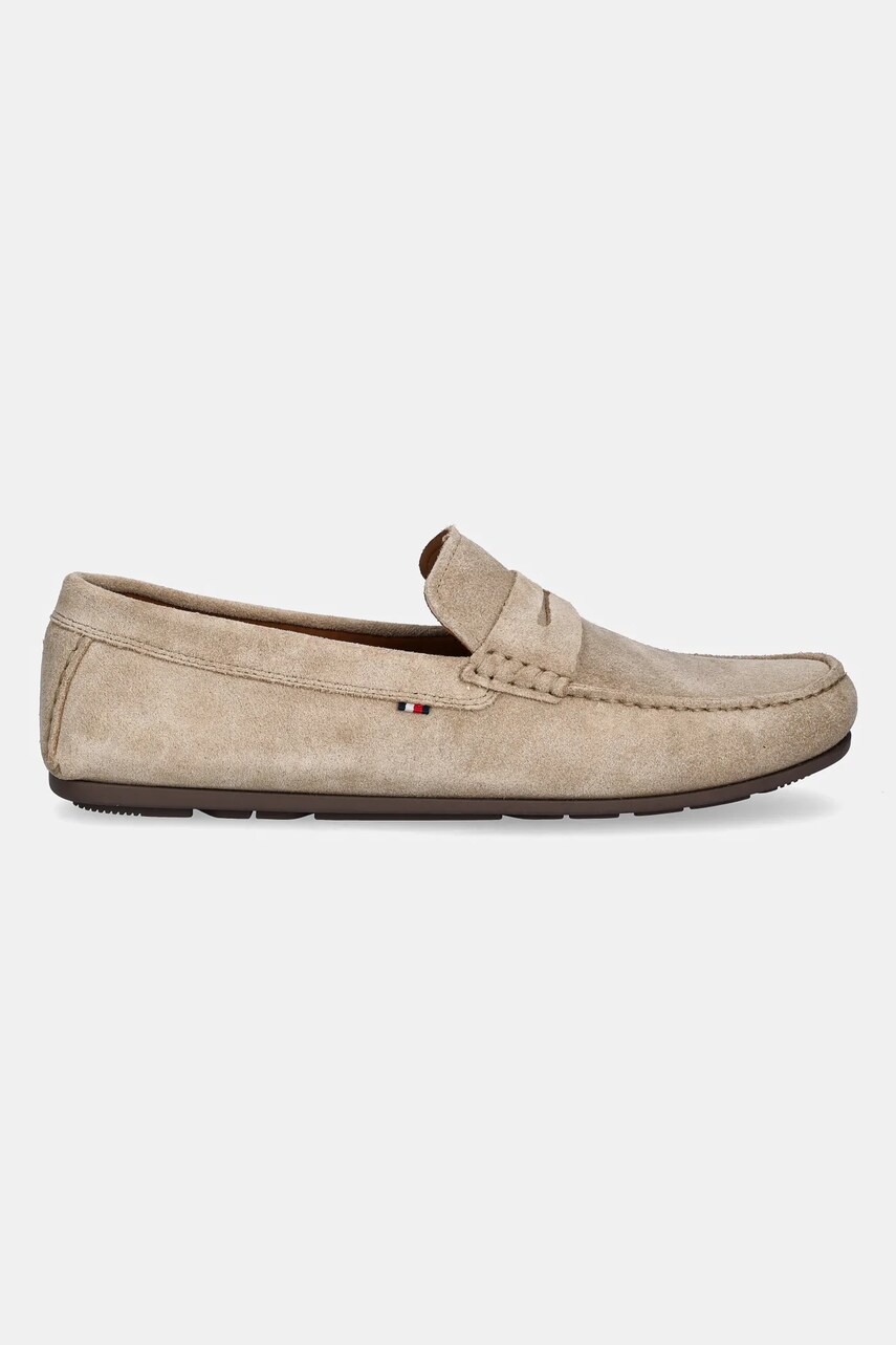 Замшеві мокасини Tommy Hilfiger CASUAL SUEDE DRIVER чоловічі колір бежевий FM0FM04998