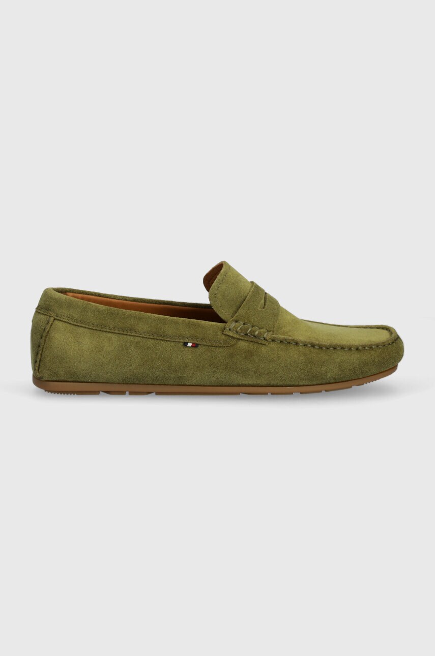 Замшеві мокасини Tommy Hilfiger CASUAL SUEDE DRIVER чоловічі колір зелений FM0FM04998