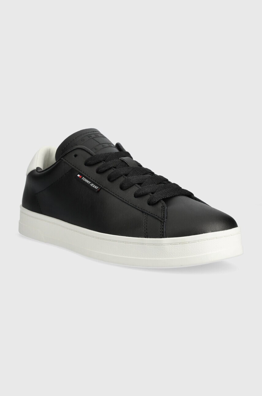 Шкіряні кросівки Tommy Jeans TJM LEATHER LOW CUPSOLE колір чорний EM0EM01374