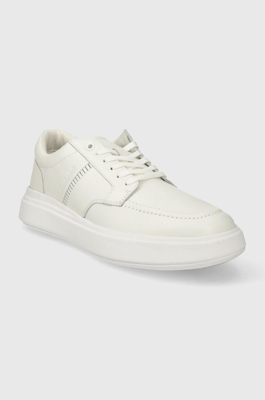 Шкіряні кросівки Calvin Klein LOW TOP LACE UP TAILOR колір білий HM0HM01379