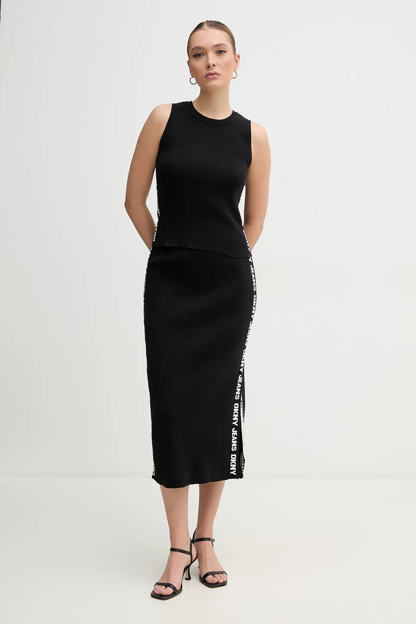 Спідниця Dkny колір чорний midi олівець