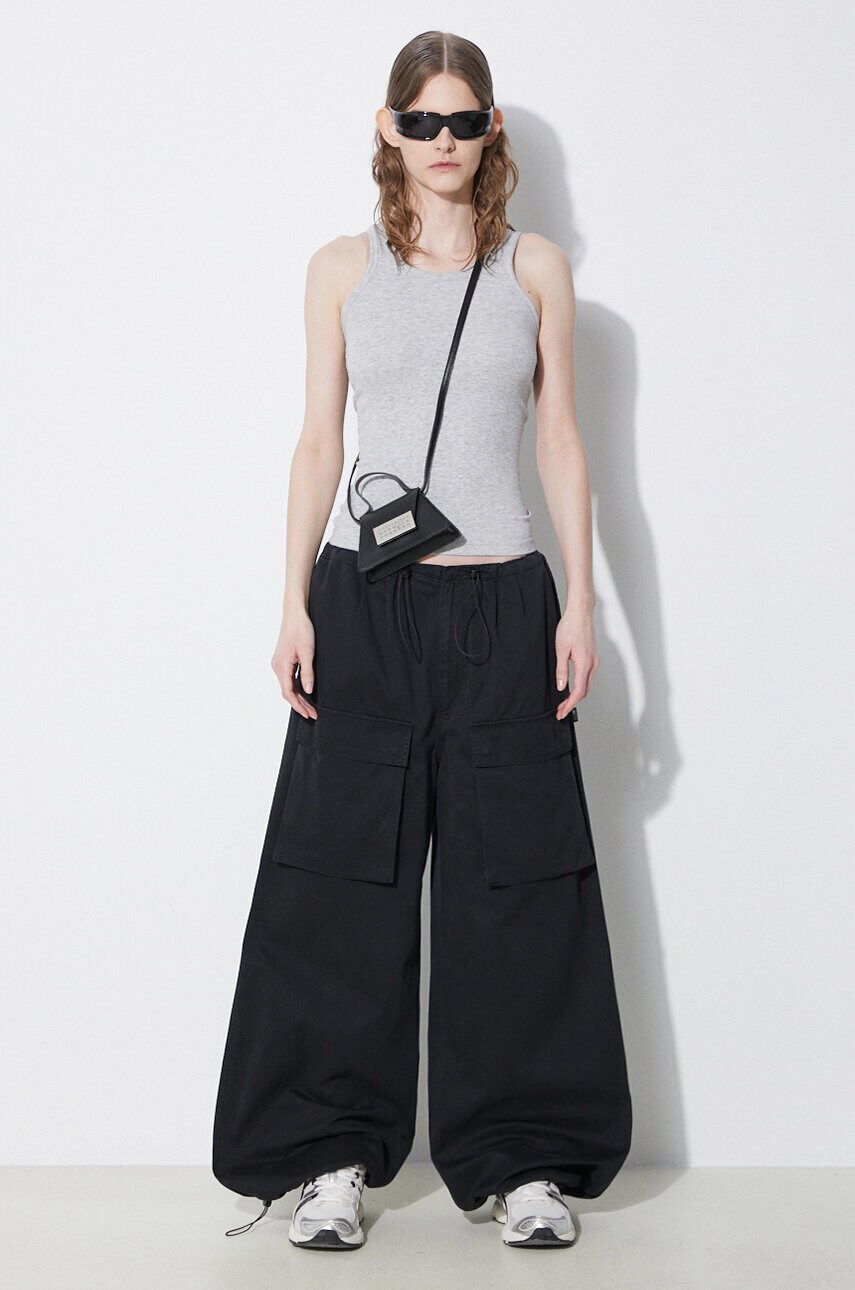 Штани MM6 Maison Margiela жіночі колір чорний широкі висока посадка S52KA0478