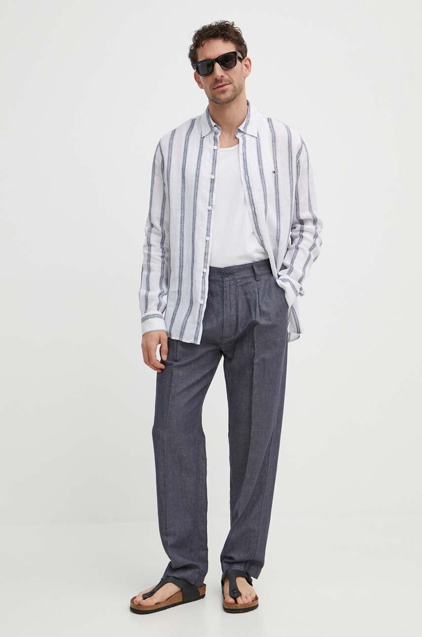 Штани Pepe Jeans RELAXED PLEATED LINEN PANTS чоловічі колір сірий фасон chinos PM211700