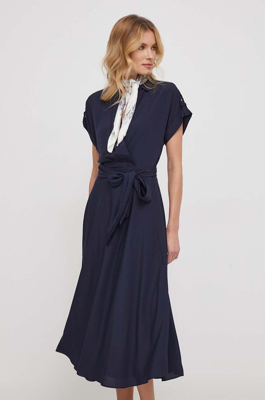 Сукня Lauren Ralph Lauren колір синій midi розкльошена