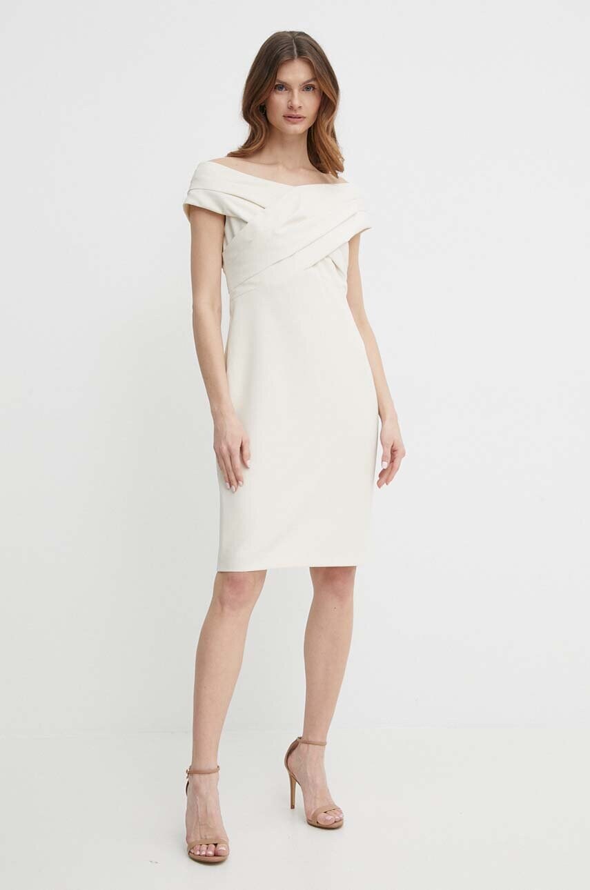 Сукня Lauren Ralph Lauren колір бежевий mini облягаюча