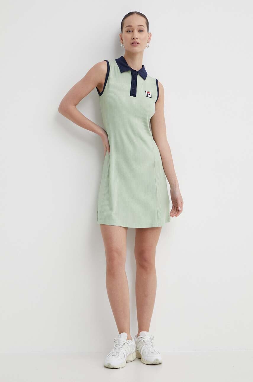 Сукня Fila Lahore колір зелений mini облягаюча FAW0739
