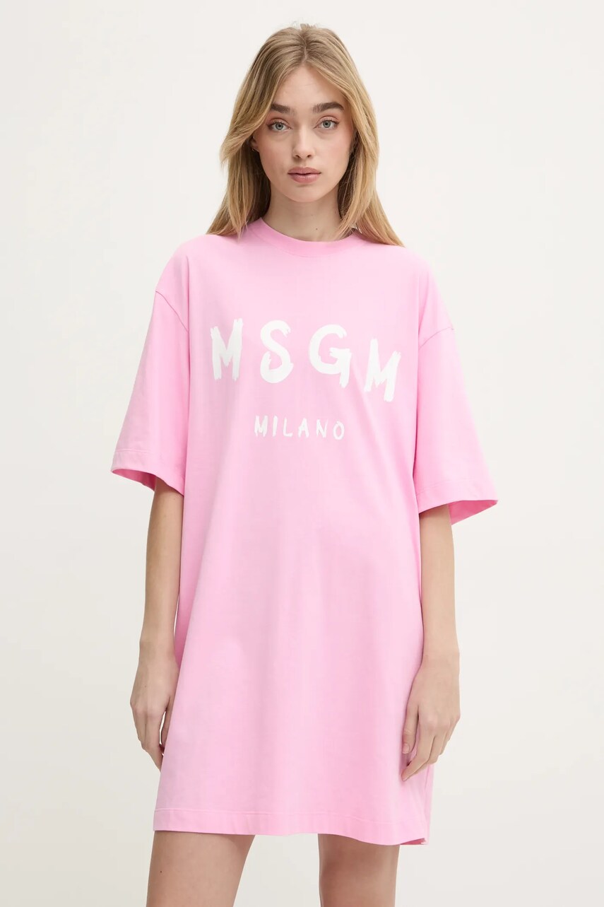 Бавовняна сукня MSGM колір рожевий mini oversize