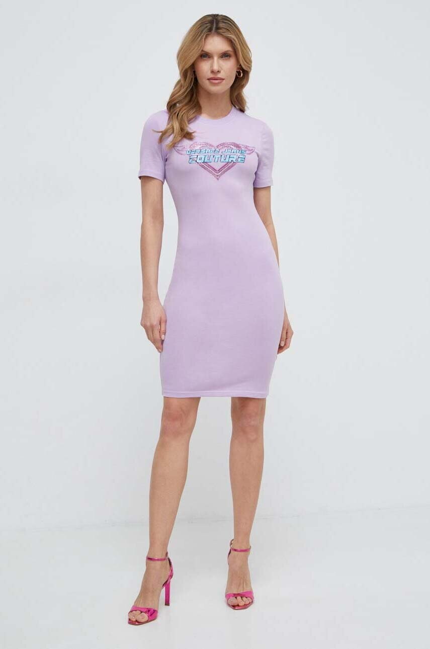 Сукня Versace Jeans Couture колір фіолетовий mini облягаюча