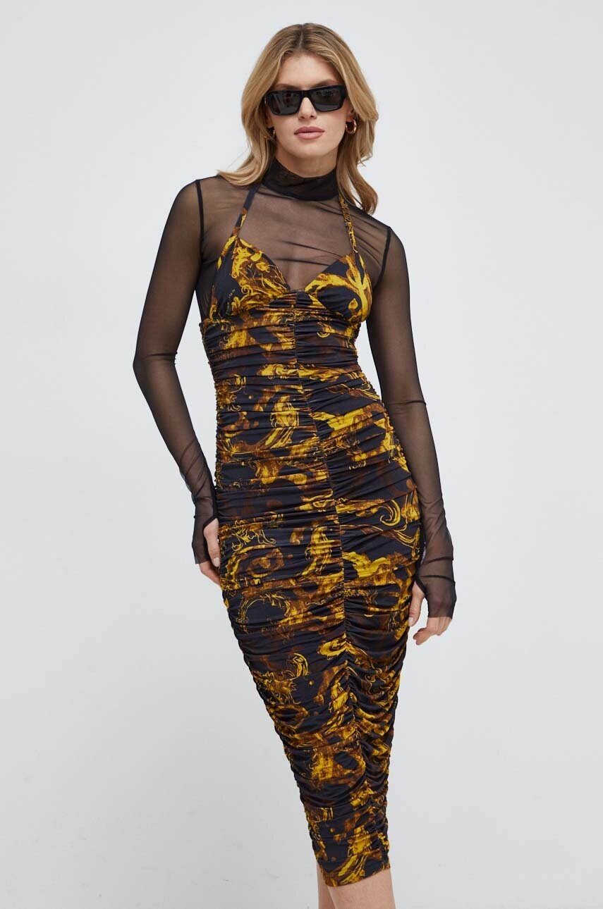 Сукня Versace Jeans Couture колір чорний midi облягаюча