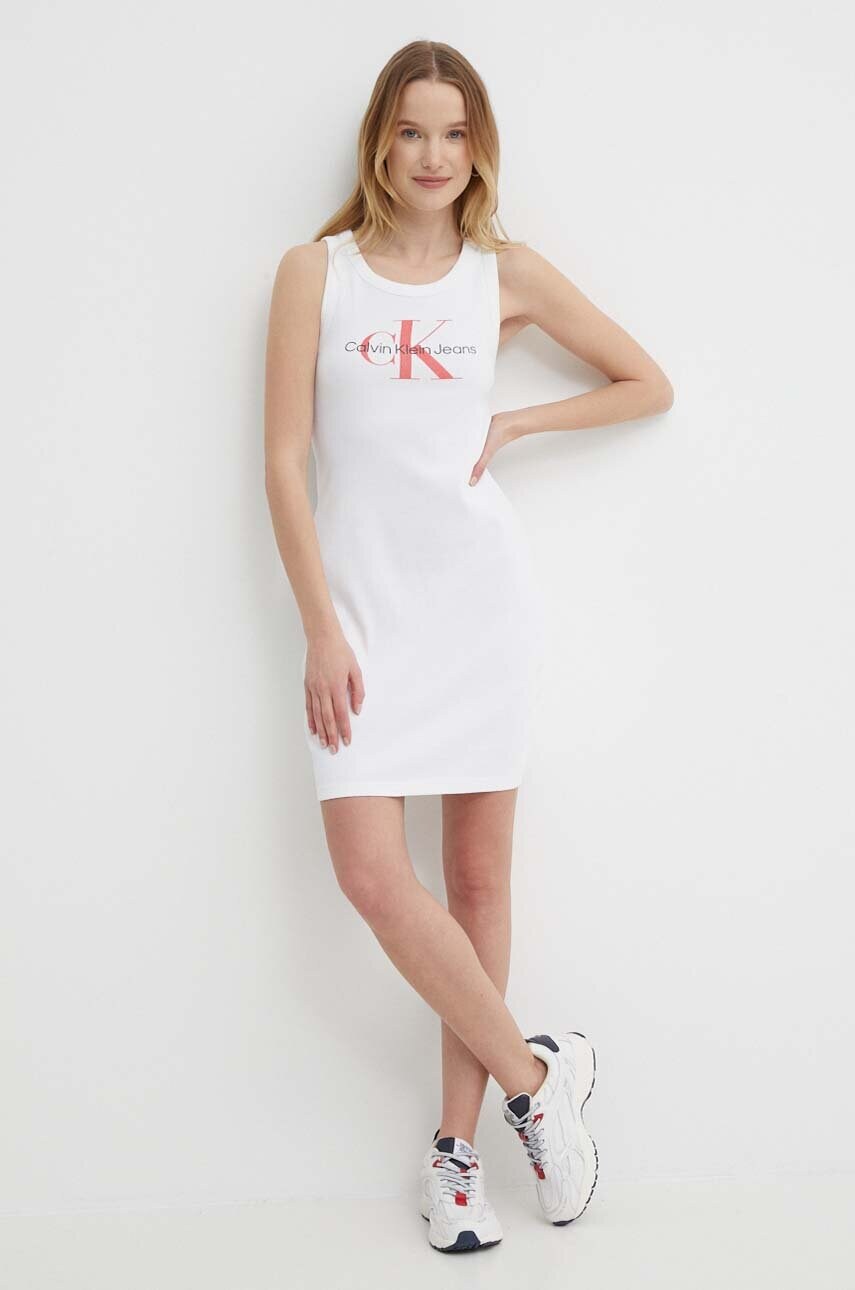 Сукня Calvin Klein Jeans колір білий mini облягаюча