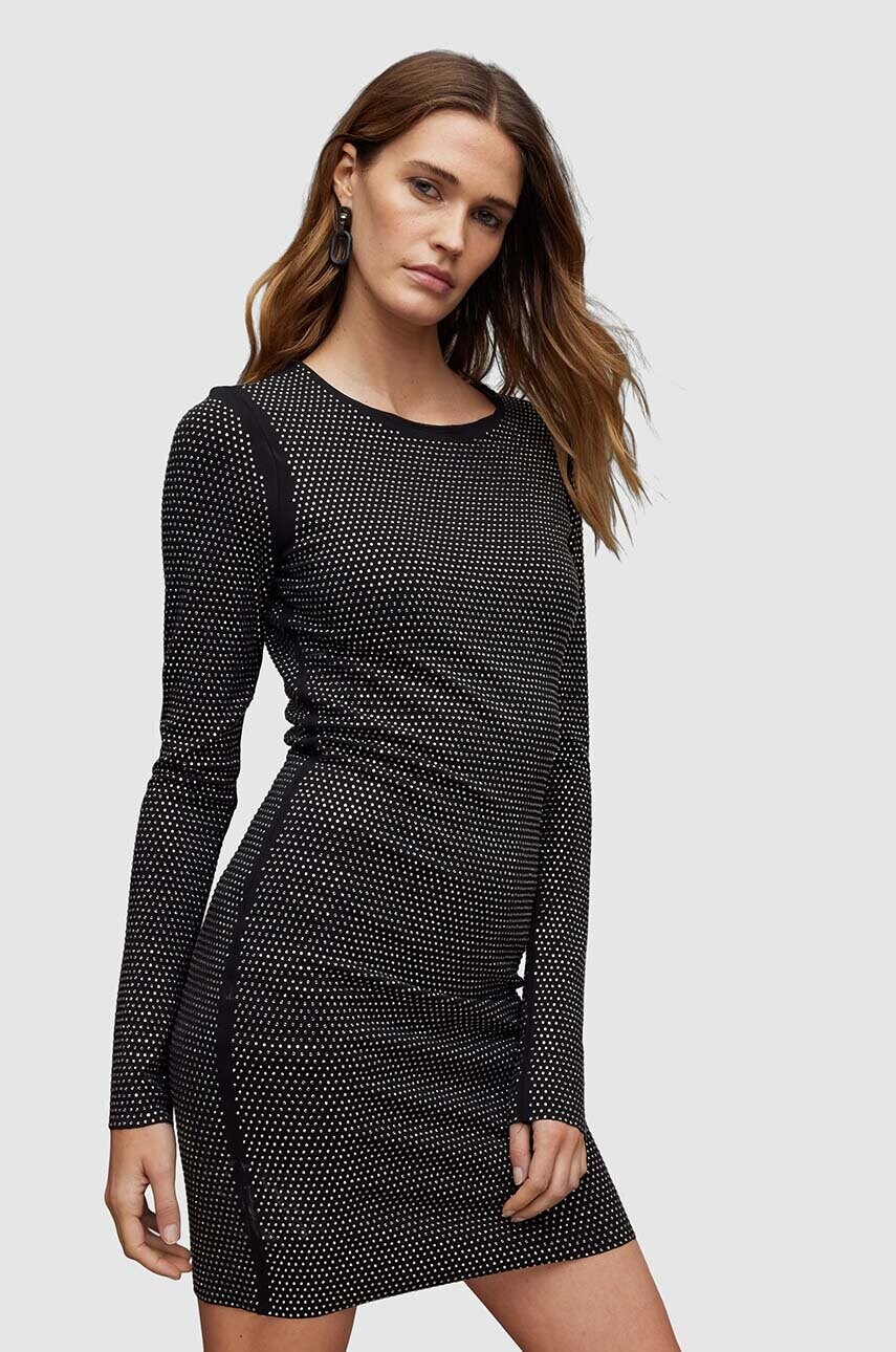 Сукня AllSaints Alya колір чорний mini облягаюча