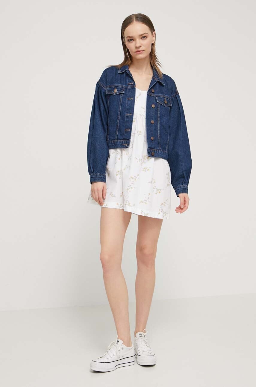 Бавовняна сукня Tommy Jeans колір бежевий mini розкльошена