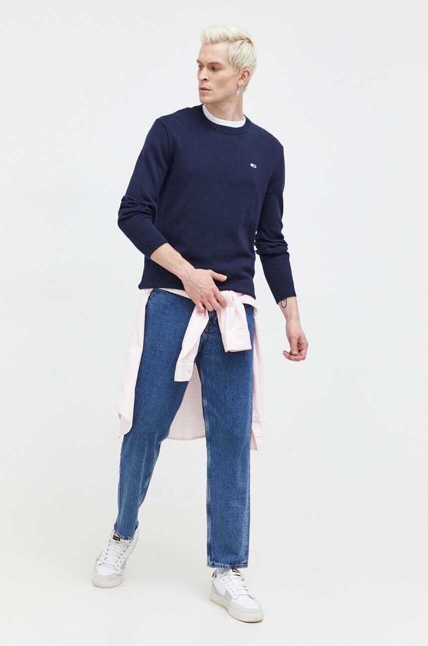 Бавовняний светр Tommy Jeans колір синій