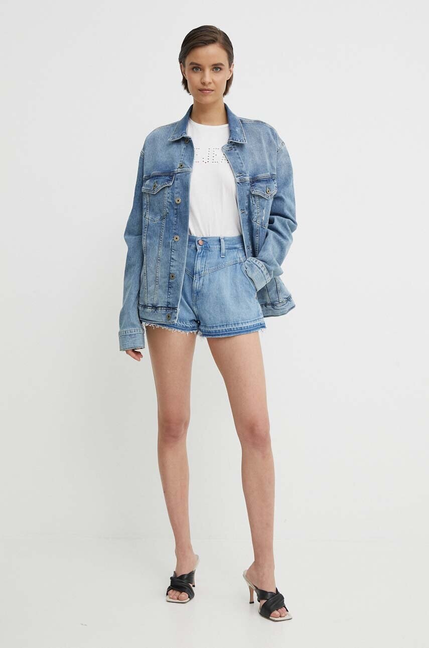 Джинсові шорти Pepe Jeans A-LINE SHORT UHW SKY жіночі однотонні висока посадка PL801114