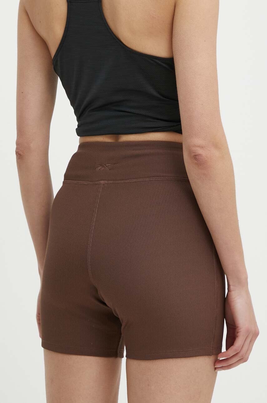 Шорти для йоги Reebok LUX Collection колір коричневий однотонні середня посадка 100075382
