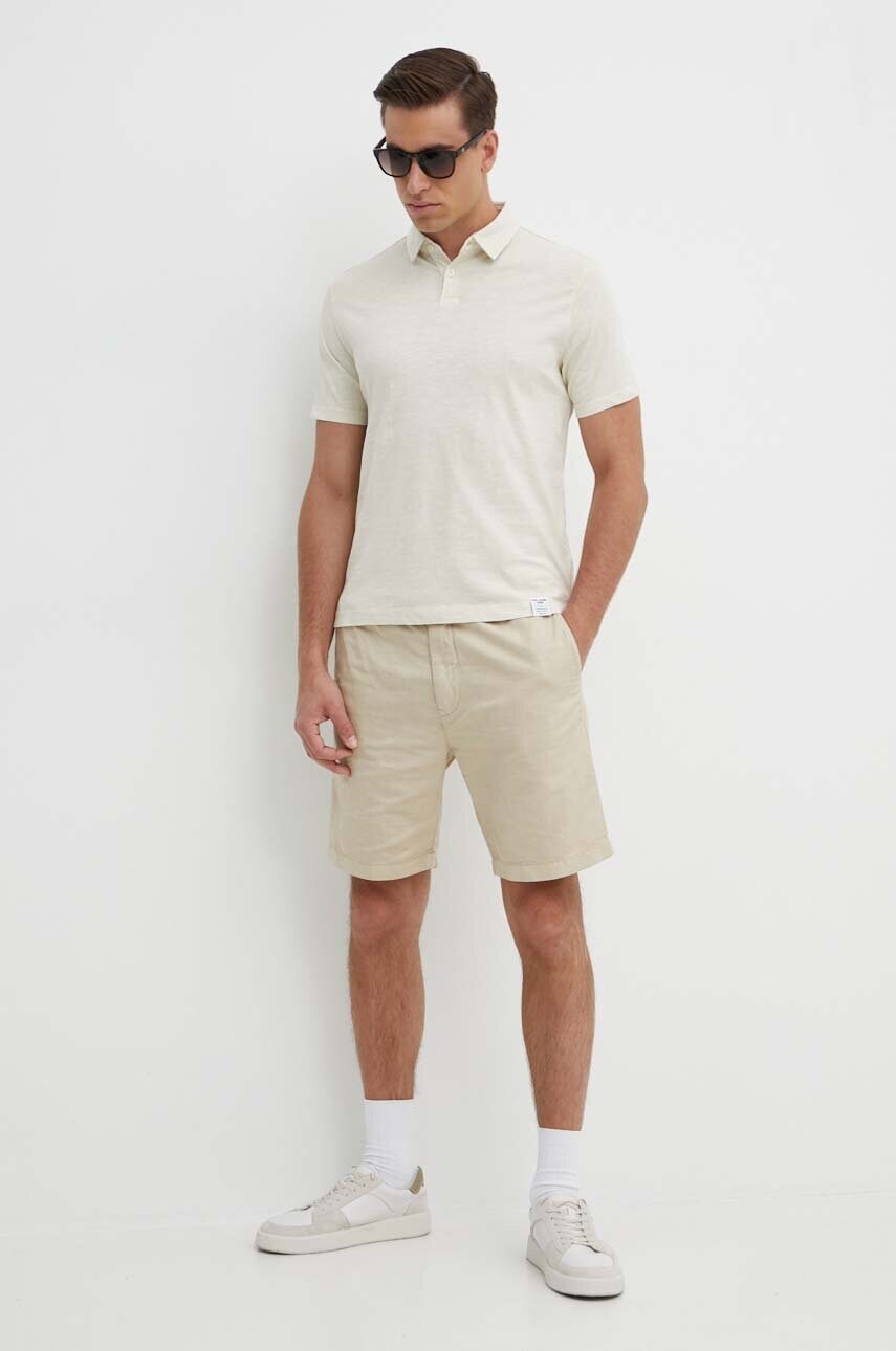 Лляні шорти Pepe Jeans RELAXED LINEN SMART SHORTS колір бежевий PM801093