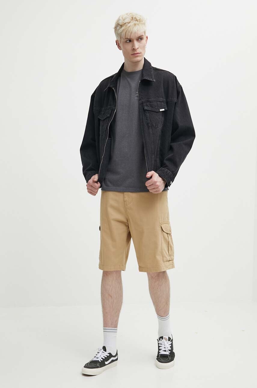 Бавовняні шорти Quiksilver колір коричневий