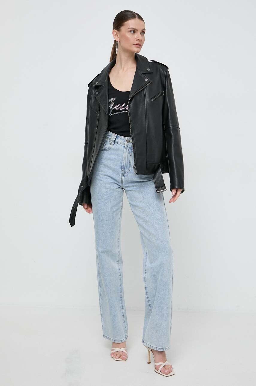 Бавовняний топ Guess колір чорний