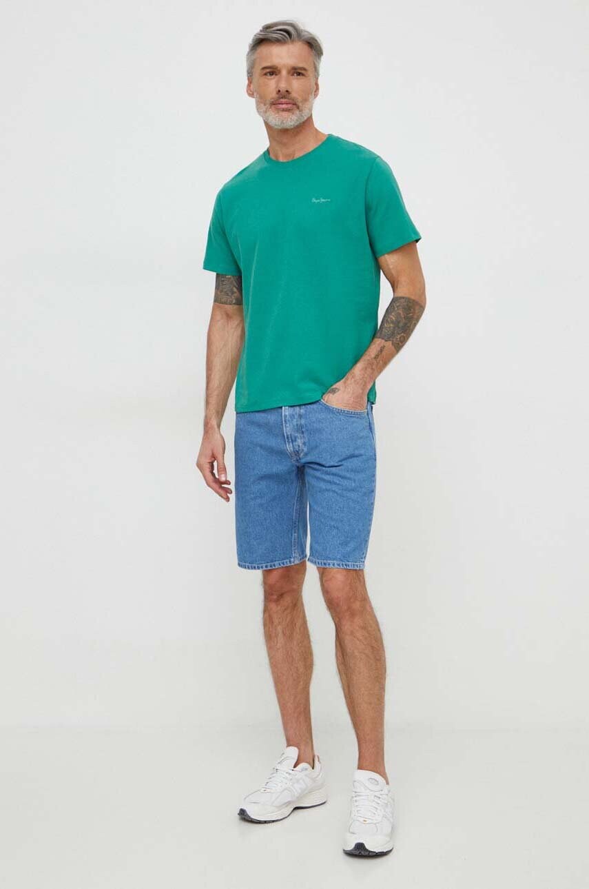 Бавовняна футболка Pepe Jeans Connor чоловіча колір зелений однотонна PM509206
