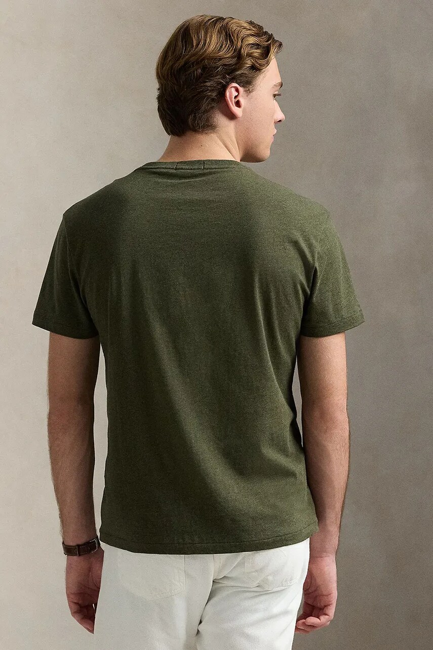 Бавовняна футболка Polo Ralph Lauren чоловічий колір зелений однотонний