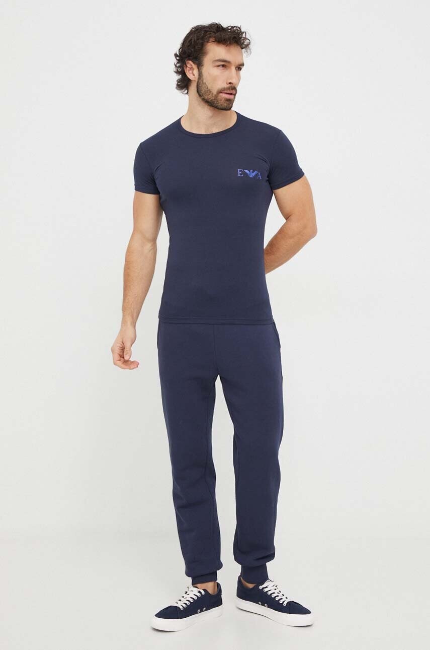 Футболка лаунж Emporio Armani Underwear 2-pack колір синій з принтом