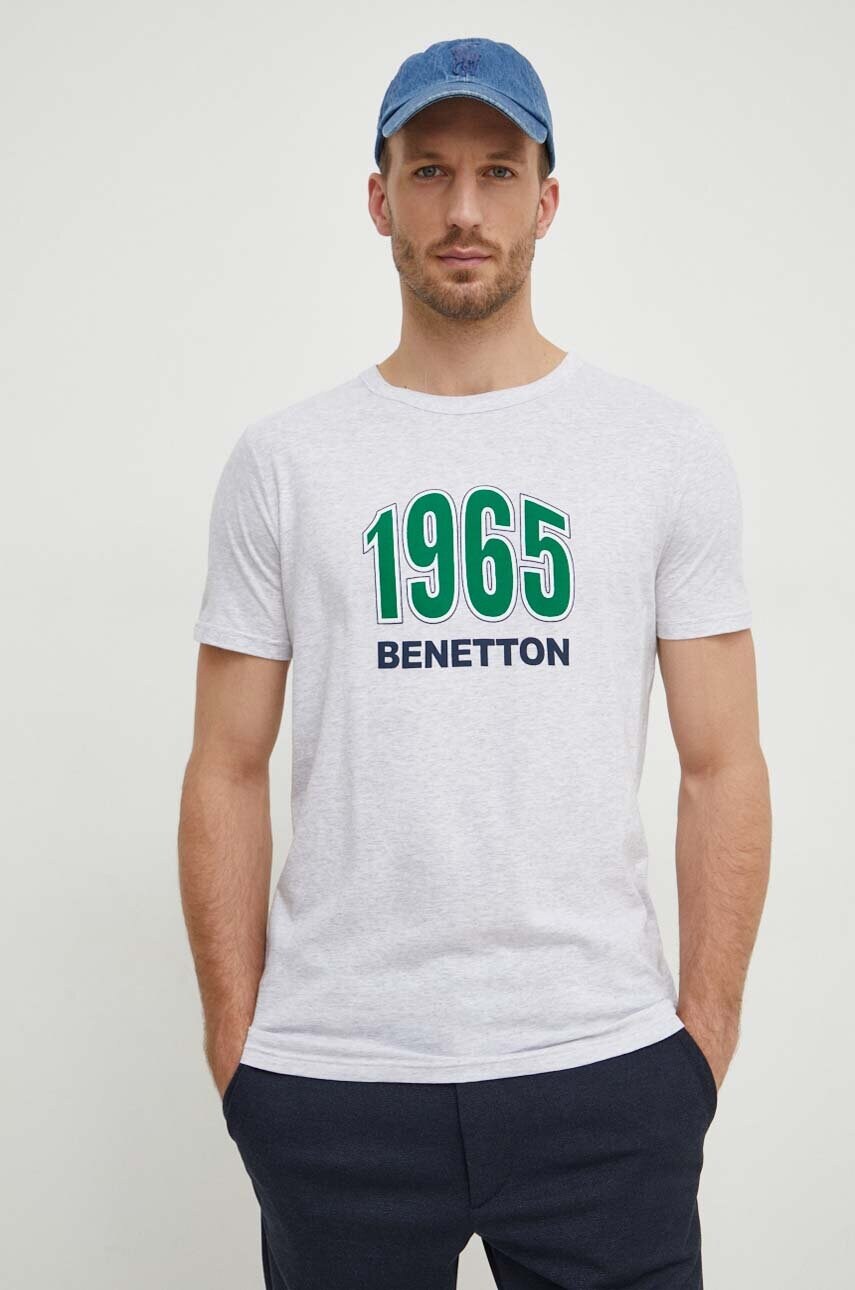 Бавовняна футболка United Colors of Benetton чоловічий колір сірий з принтом