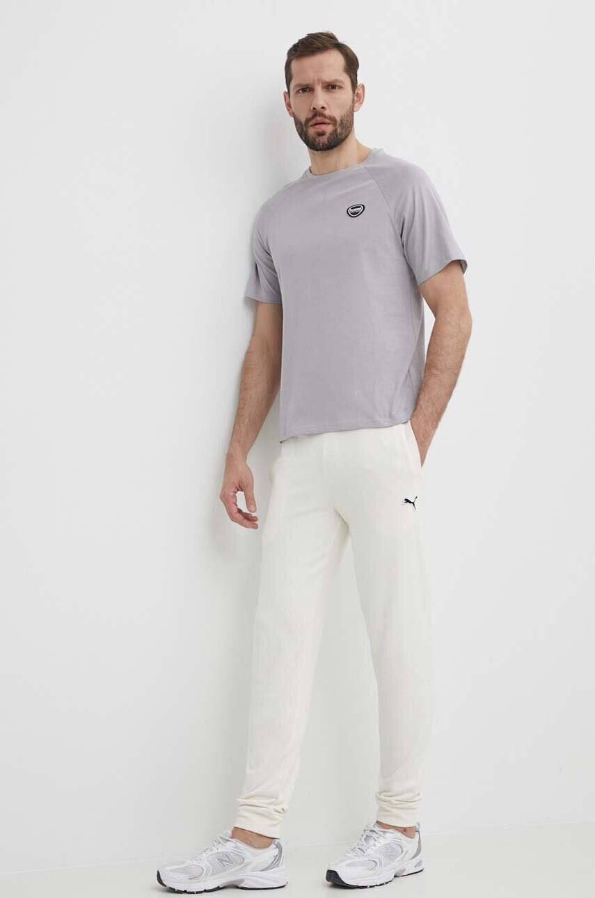 Бавовняна футболка Hummel hmlLGC KAI REGULAR HEAVY T-SHIRT чоловіча колір сірий з аплікацією 223989