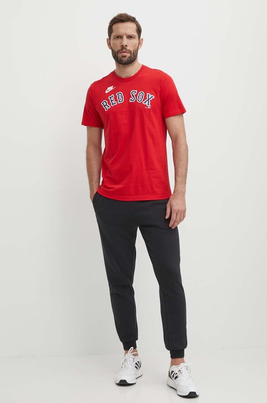 Бавовняна футболка Nike Boston Red Sox чоловіча колір червоний з принтом