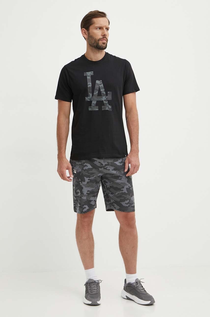 Бавовняна футболка 47 brand MLB Los Angeles Dodgers чоловіча колір чорний з принтом BB012TEMECH608510JK
