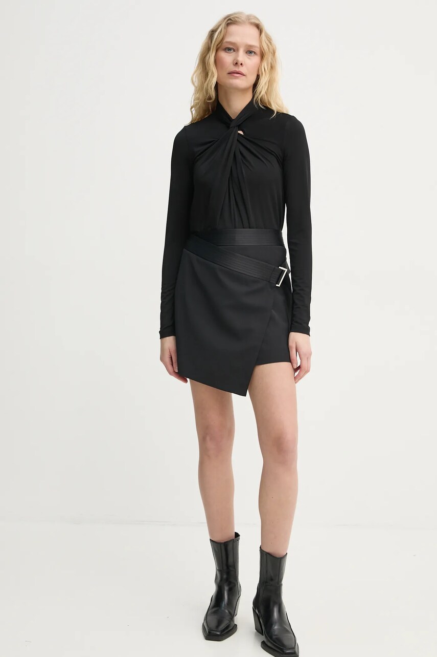 Блузка AllSaints MINA жіноча колір чорний однотонна W071PB