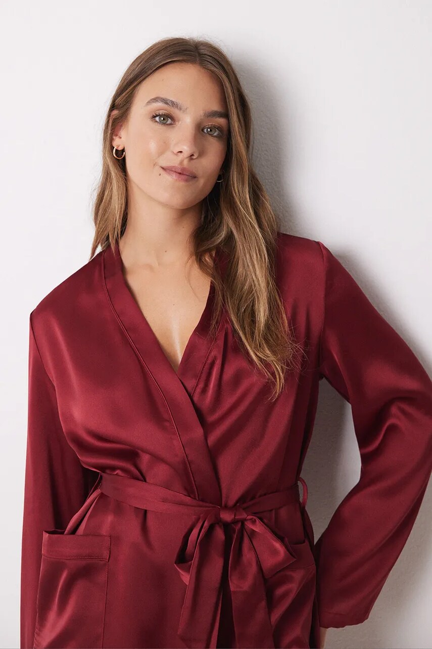 Халат women'secret SENSE LIMITED EDITION колір бордовий 2538175