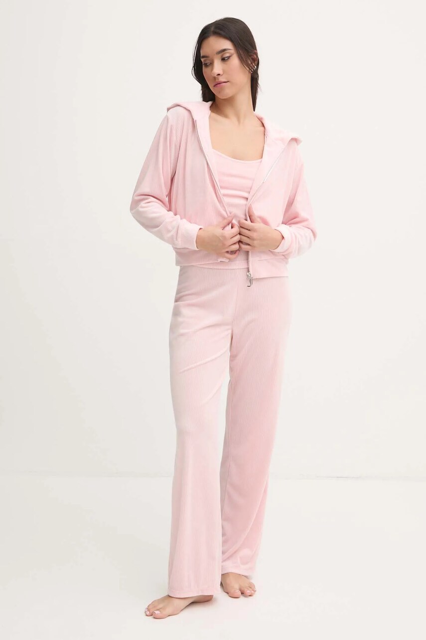 Піжамні штани Juicy Couture VICKY RIB FLARE PANT жіночі колір рожевий JCLAS125504