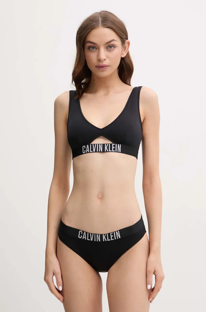 Купальний бюстгальтер Calvin Klein колір чорний злегка ущільнена чашечка KW0KW02745