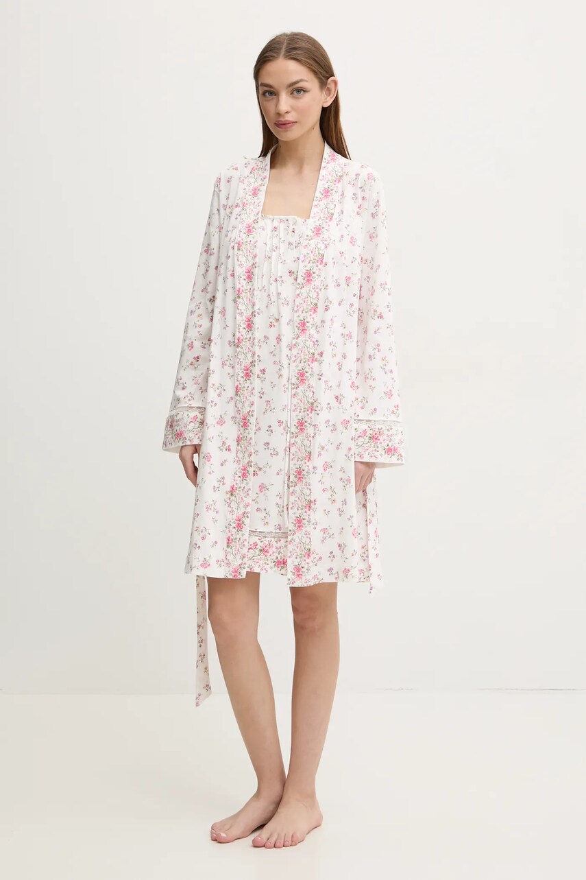 Бавовняний халат Lauren Ralph Lauren колір білий ILN42408