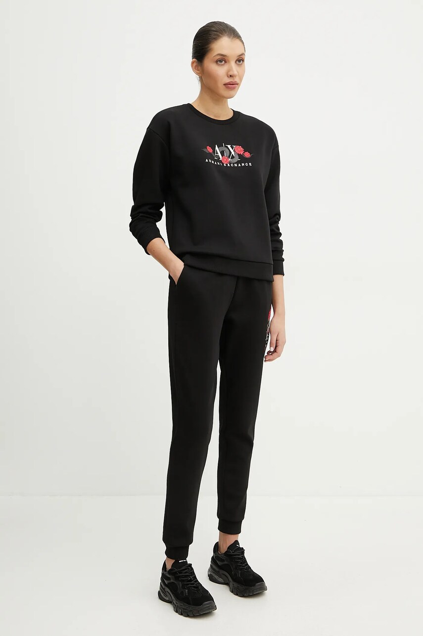 Кофта Armani Exchange жіноча колір чорний з аплікацією XW000313 AF12261