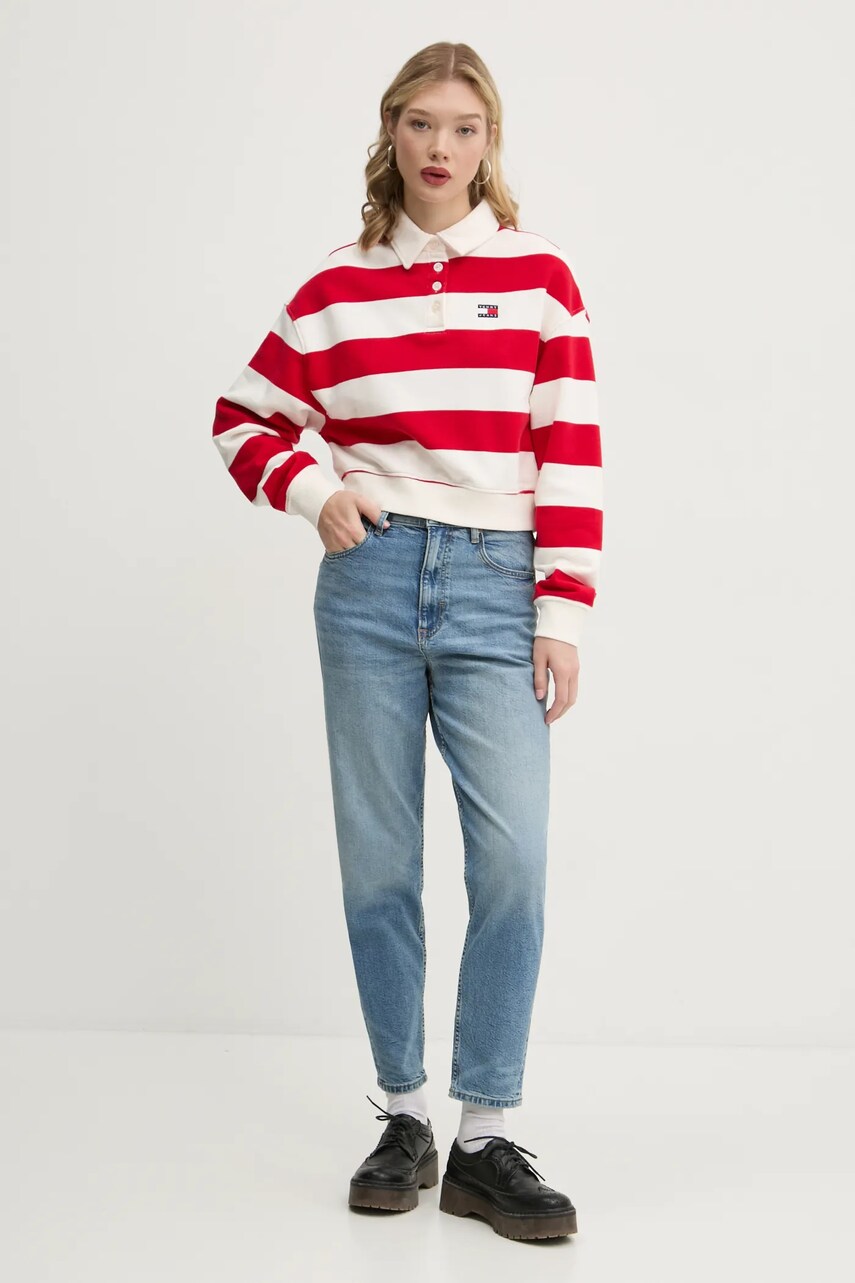 Бавовняна кофта Tommy Jeans жіноча колір бежевий візерунок DW0DW19409