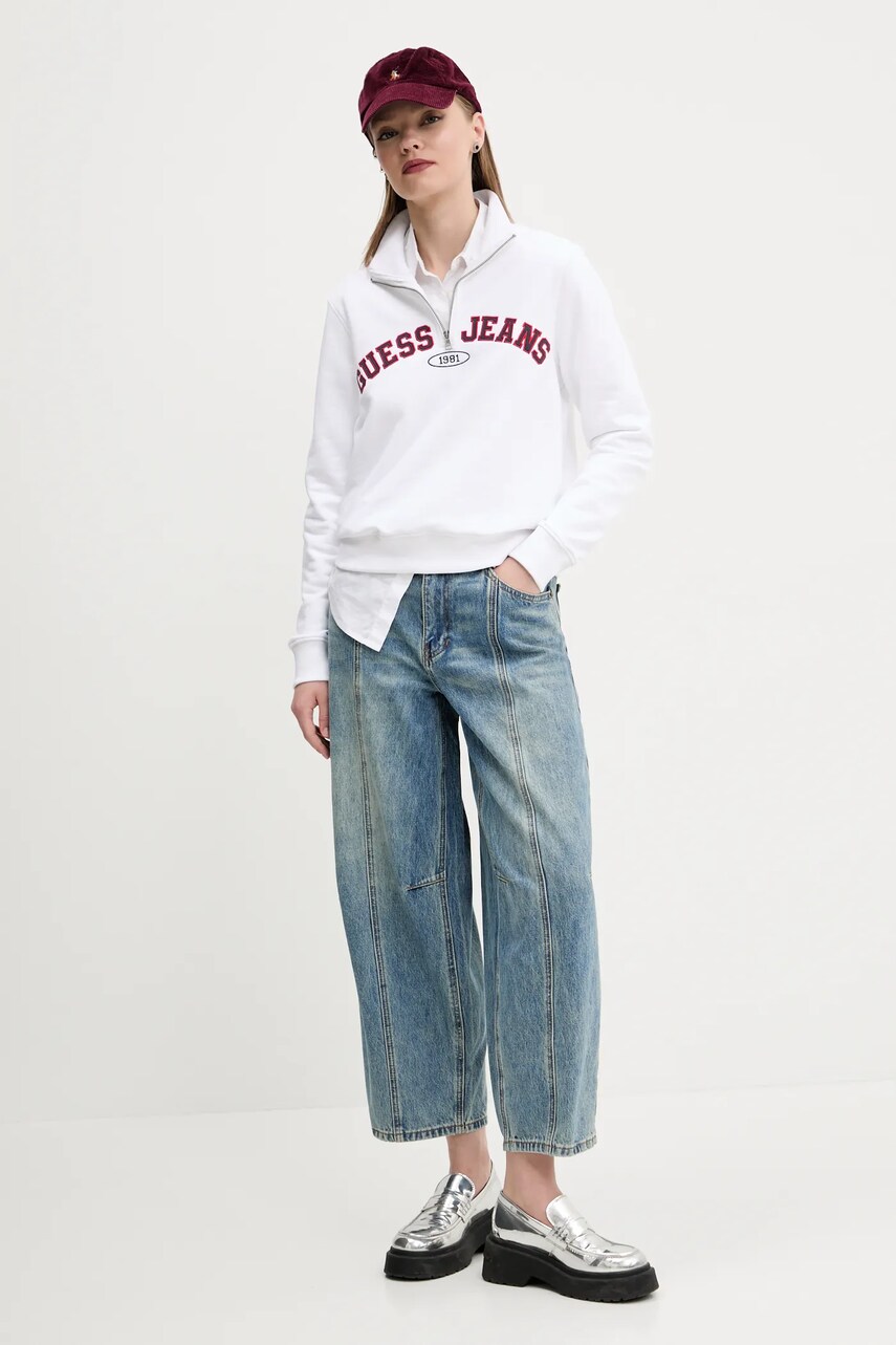 Бавовняна кофта Guess Jeans жіноча колір білий з аплікацією W5RQ25 K68I4