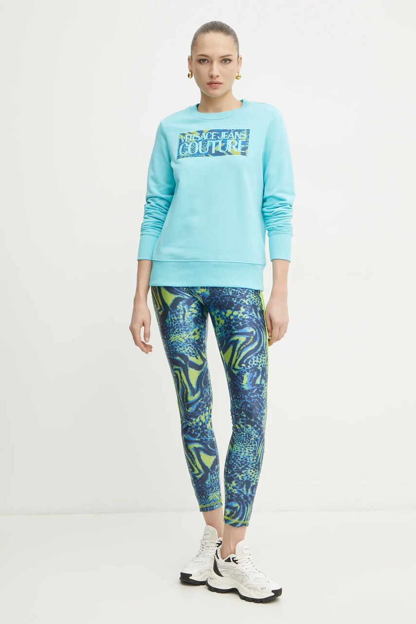 Бавовняна кофта Versace Jeans Couture жіноча колір бірюзовий з принтом 78HAIE04 CF00E