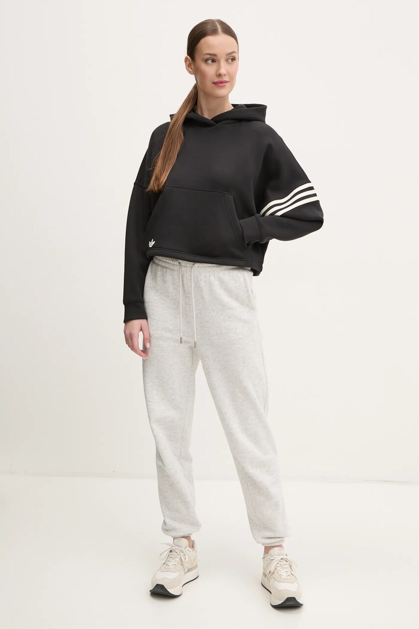 Кофта adidas Originals Neuclassics жіноча колір чорний з капюшоном з принтом JI8500